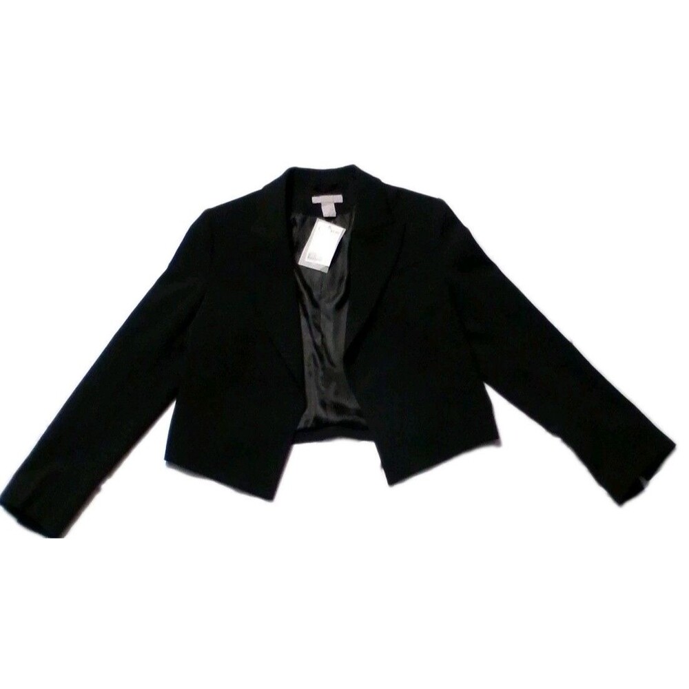 H&M Small Women's Black Collared Open Front Blazer Jacket Formal Adult NWT